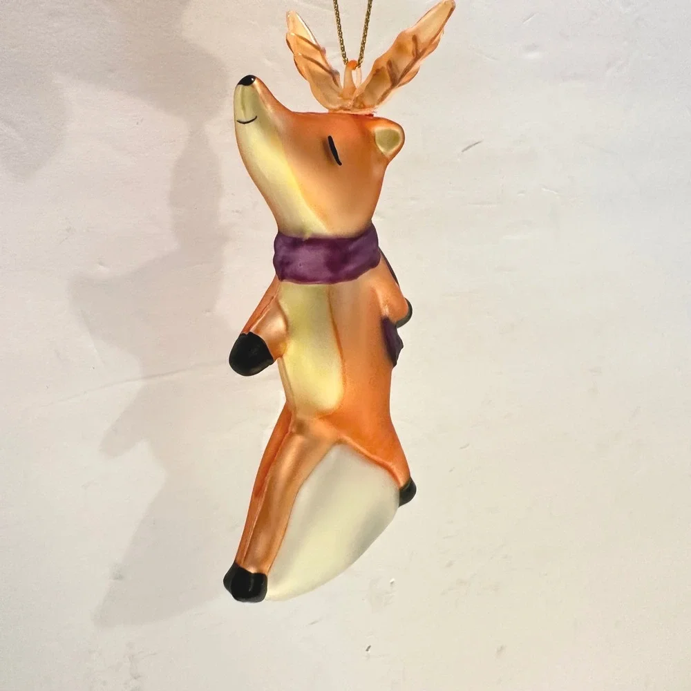 Vintage Pottery Barn Prancer Reindeer Blown Glass Christmas Ornament‎ Scarf